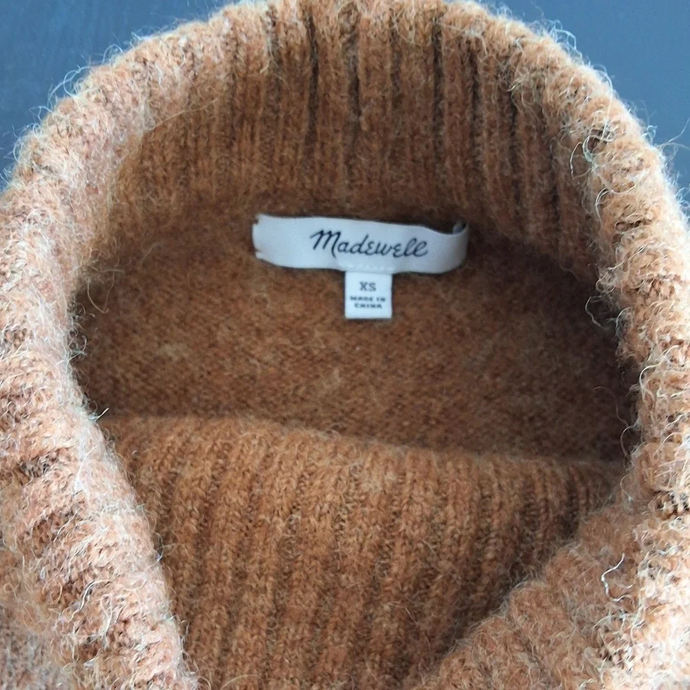 Madewell Mock Neck‎ Sweater Womens XS Rust Brown Wool Alpaca Blend Knit Pullover